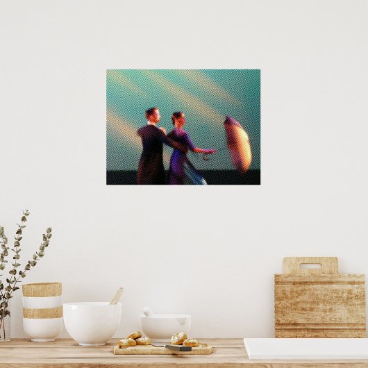 Dancers met Umbrella (halftone) Poster (Keuken)