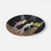 Dancers met waarschuwing Vrouwen op dansfeest Papieren Bordje (Gekanteld)