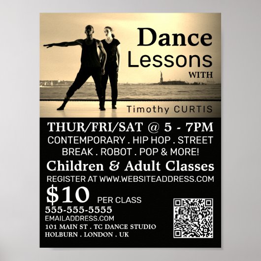 Dancers op Stage, Dance Lesson Adverteren Poster (Voorkant)