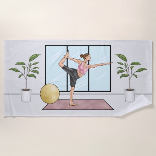 Dancer's Pose Yoga Natarajasana met aangepaste naa Strandlaken (Voorkant)