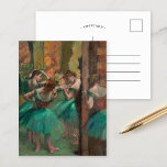 Dancers, roze en groen | Edgar Degas Briefkaart<br><div class="desc">Dancers, Roze en Groen (1890) van de Franse impressionist Edgar Degas. Degas is beroemd om zijn pasteltekeningen en olieschilderijen. Hij was de baas in het weergeven van beweging, zoals te zien is in zijn vele werken van balletdansers. Gebruik de ontwerphulpmiddelen om douanetekst toe te voegen of het afbeelding te personaliseren....</div>