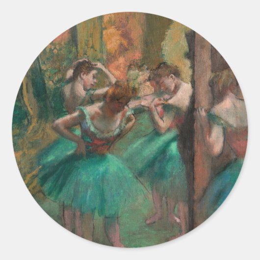Dancers, roze en groen | Edgar Degas Ronde Sticker (Voorkant)