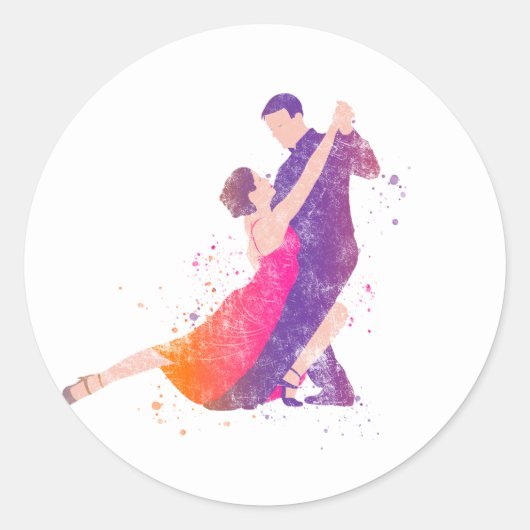 Dancers Tango Ballroom Flamenco dansen Ronde Sticker (Voorkant)