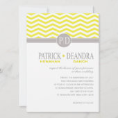 Danch Chevron Monogram gele Trouwring Kaart (Voorkant)