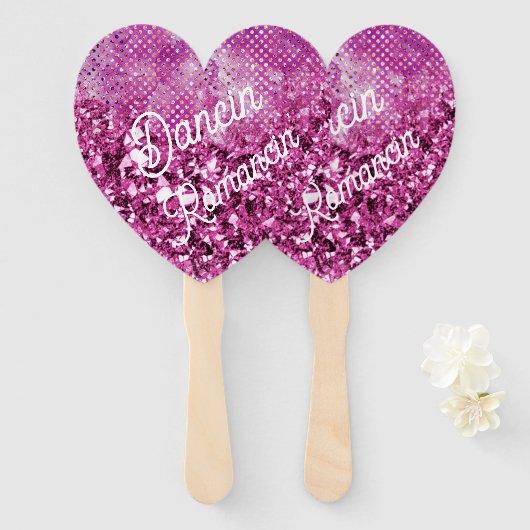 Dancin' Romancin' Pink Heart Handwaaier (Voorkant en achterkant)