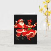 Dancing African Santa Mr Mrs Claus African America Kaart (Gele Bloem)