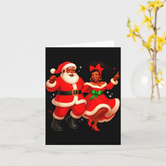 Dancing African Santa Mr Mrs Claus African America Kaart (Gele Bloem)