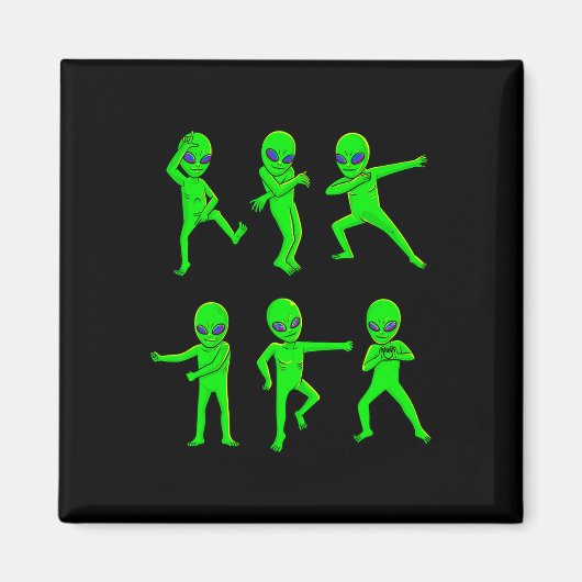 Dancing Aliens Halloween Green Alien Dance Kinder  Magneet (Voorkant)