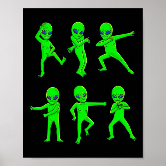 Dancing Aliens Halloween Green Alien Dance Kinder  Poster (Voorkant)