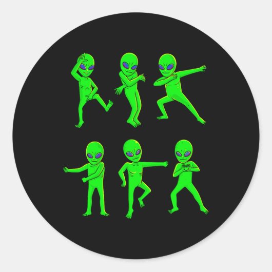 Dancing Aliens Halloween Green Alien Dance Kinder Ronde Sticker (Voorkant)