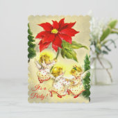 Dancing Angels kerstfeest uitnodiging (Staand voorkant)