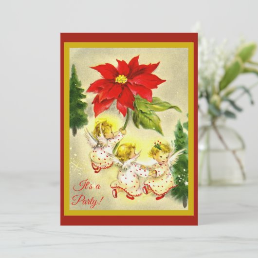 Dancing Angels kerstfeest uitnodiging (Staand voorkant)