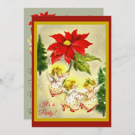 Dancing Angels kerstfeest uitnodiging (Voorkant / Achterkant)