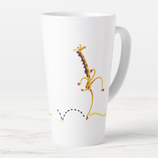 DANCING AROUND BAD STUFF GIRAFFE beroemd gemaakt d Latte Mok (Rechterhoek)