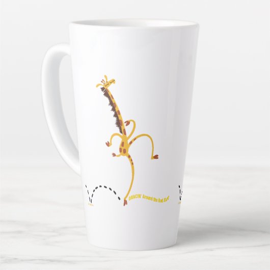DANCING AROUND BAD STUFF GIRAFFE beroemd gemaakt d Latte Mok (Linkerhoek)