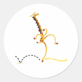 DANCING AROUND BAD STUFF GIRAFFE beroemd gemaakt d Ronde Sticker