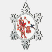 Dancing Aztec shaman-krijger Tin Sneeuwvlok Ornament (Rechts)