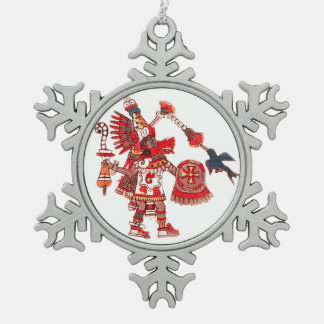 Dancing Aztec shaman-krijger Tin Sneeuwvlok Ornament