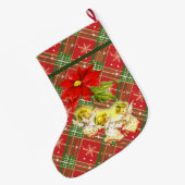 Dancing Baby Angels op Red Green Plaid Grote Kerstsok (Achterkant (Hangend))