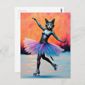 Dancing Balerina Kitty on Ice Briefkaart (Voorkant / Achterkant)