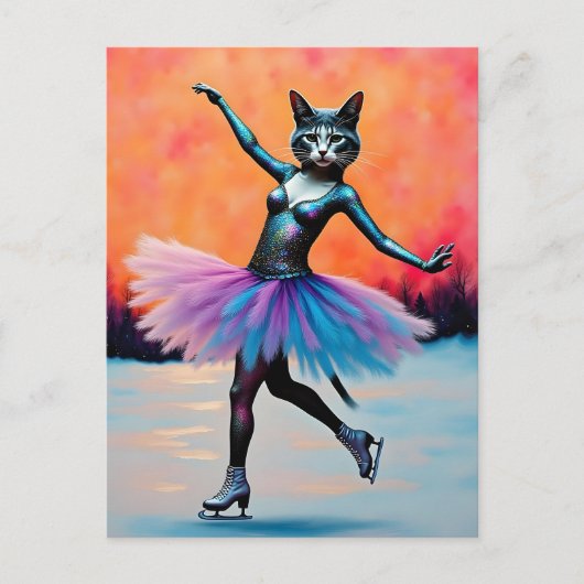Dancing Balerina Kitty on Ice Briefkaart (Voorkant)