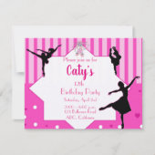 Dancing Ballerina silhouette Birthday Invitation Kaart (Voorkant)