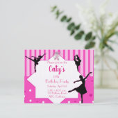 Dancing Ballerina silhouette Birthday Invitation Kaart (Staand voorkant)