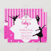 Dancing Ballerina silhouette Birthday Invitation Kaart (Voorkant / Achterkant)