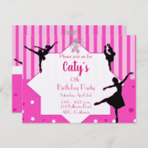 Dancing Ballerina silhouette Birthday Invitation