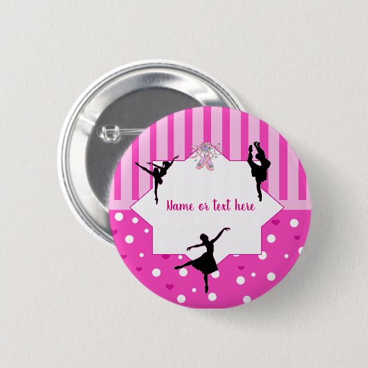 Dancing Ballerina silhouette Birthday party Ronde Button 5,7 Cm (Voorkant /achterkant)