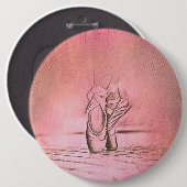 Dancing Ballet Shoes Pink Ballerina Ronde Button 6,0 Cm (Voorkant /achterkant)