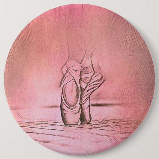 Dancing Ballet Shoes Pink Ballerina Ronde Button 6,0 Cm (Voorkant)