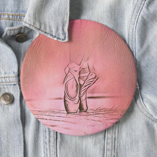 Dancing Ballet Shoes Pink Ballerina Ronde Button 6,0 Cm (In situ)