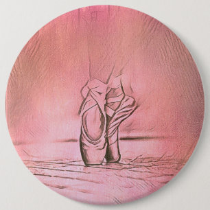 Dancing Ballet Shoes Pink Ballerina Ronde Button 6,0 Cm