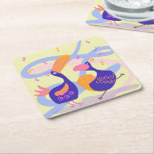 Dancing Beak Bird Coaster Kartonnen Onderzetters (Schuin)