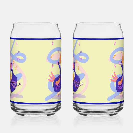 Dancing Beak Birds Soda Glass Blikvorm Glas (Links)