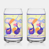 Dancing Beak Birds Soda Glass Blikvorm Glas (Achterkant)