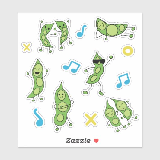 "Dancing Beans" Grappige Edamame Sticker Sheet (Vel)