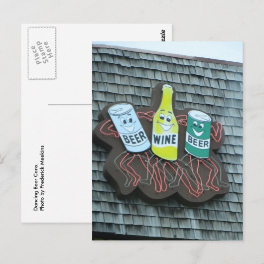 Dancing Beer Cans Briefkaart (Voorkant / Achterkant)
