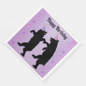 Dancing Black Bears Party Hats Stars on Purple Servet (Hoek)