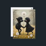 Dancing Black Sheep in Dandylions Briefkaart<br><div class="desc">A whimsical scene of two dancing black sheep in the dandylions</div>