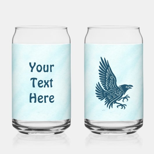 Dancing Blue Raven Blikvorm Glas (Achterkant)