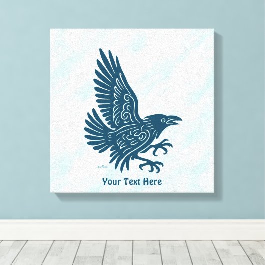 Dancing Blue Raven Canvas Afdruk (Insitu (Houten vloer))