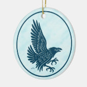Dancing Blue Raven Keramisch Ornament (Links)