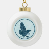 Dancing Blue Raven Keramische Bal Ornament (Voorkant)