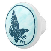 Dancing Blue Raven Keramische Knop (Rechts)