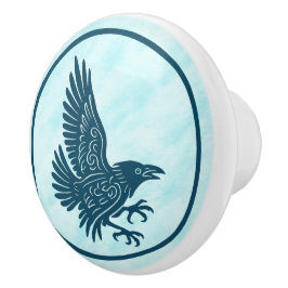 Dancing Blue Raven Keramische Knop