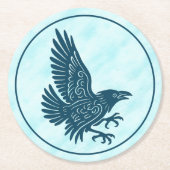 Dancing Blue Raven Ronde Kartonnen Onderzetter (Voorkant)