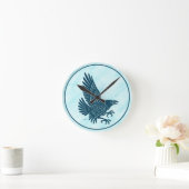 Dancing Blue Raven Ronde Klok (Huis)