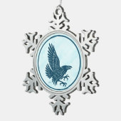 Dancing Blue Raven Tin Sneeuwvlok Ornament (Rechts)